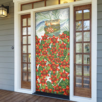 Fiji Taveuni Island Dateline Crossing Door Cover Tropical Cultural Landscape With Tagimoucia Floral Pattern TS04 - Polynesian Pride