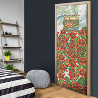 Fiji Taveuni Island Dateline Crossing Door Cover Tropical Cultural Landscape With Tagimoucia Floral Pattern TS04 - Polynesian Pride