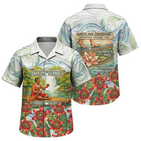 Fiji Taveuni Island Dateline Crossing Family Matching Mermaid Dress and Hawaiian Shirt Tropical Cultural Landscape With Tagimoucia Floral Pattern TS04 Son's Shirt White Green - Polynesian Pride