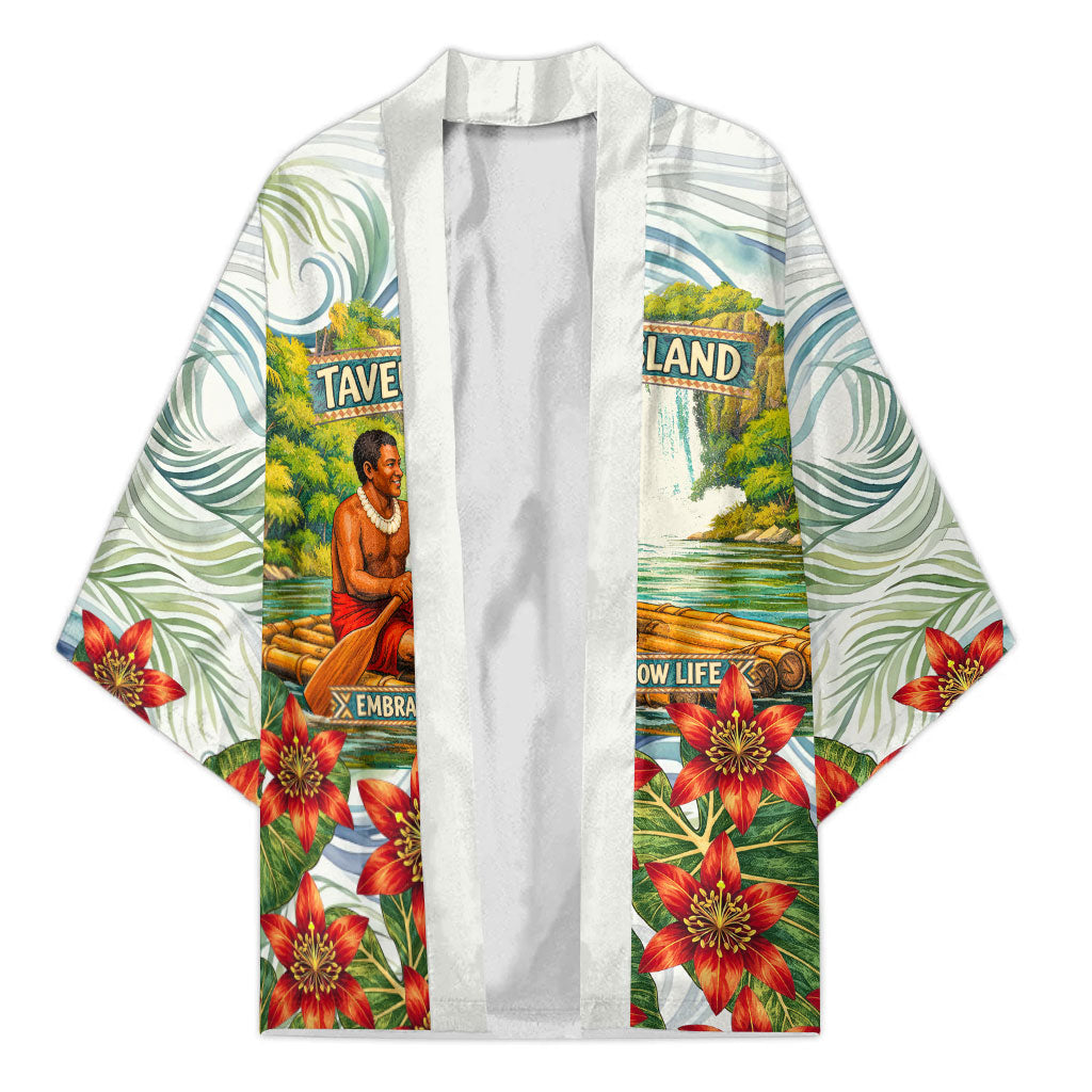 Fiji Taveuni Island Dateline Crossing Kimono Tropical Cultural Landscape With Tagimoucia Floral Pattern