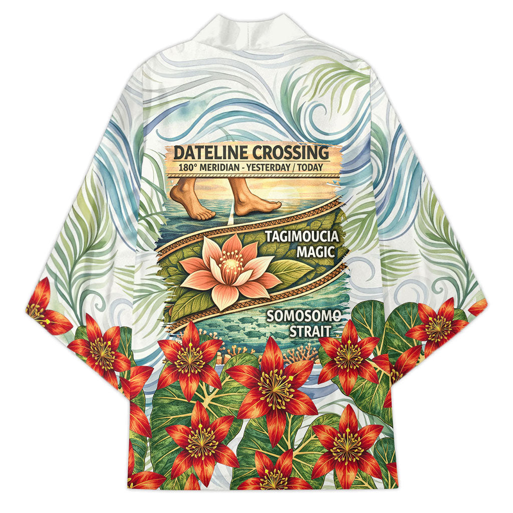 Fiji Taveuni Island Dateline Crossing Kimono Tropical Cultural Landscape With Tagimoucia Floral Pattern TS04 - Polynesian Pride