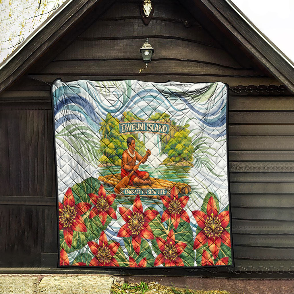 Fiji Taveuni Island Dateline Crossing Quilt Tropical Cultural Landscape With Tagimoucia Floral Pattern TS04 - Polynesian Pride
