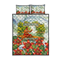 Fiji Taveuni Island Dateline Crossing Quilt Bed Set Tropical Cultural Landscape With Tagimoucia Floral Pattern TS04 - Polynesian Pride
