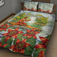 Fiji Taveuni Island Dateline Crossing Quilt Bed Set Tropical Cultural Landscape With Tagimoucia Floral Pattern TS04 - Polynesian Pride