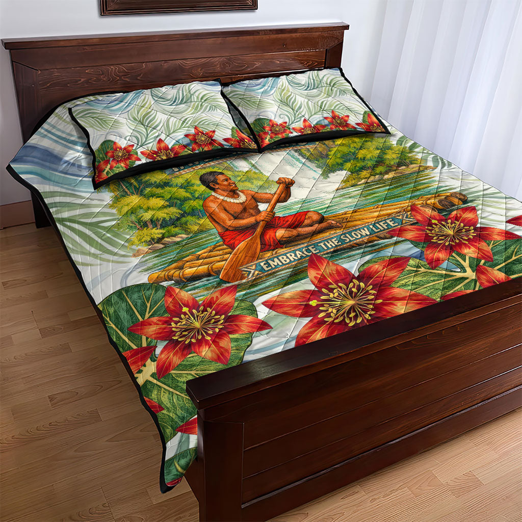 Fiji Taveuni Island Dateline Crossing Quilt Bed Set Tropical Cultural Landscape With Tagimoucia Floral Pattern TS04 - Polynesian Pride