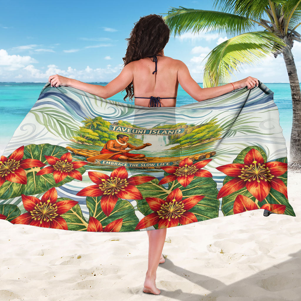 Fiji Taveuni Island Dateline Crossing Sarong Tropical Cultural Landscape With Tagimoucia Floral Pattern TS04 - Polynesian Pride