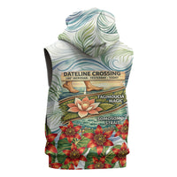 Fiji Taveuni Island Dateline Crossing Sleeveless Hoodie Tropical Cultural Landscape With Tagimoucia Floral Pattern TS04 - Polynesian Pride