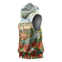 Fiji Taveuni Island Dateline Crossing Sleeveless Hoodie Tropical Cultural Landscape With Tagimoucia Floral Pattern TS04 - Polynesian Pride