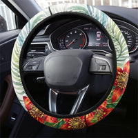 Fiji Taveuni Island Dateline Crossing Steering Wheel Cover Tropical Cultural Landscape With Tagimoucia Floral Pattern