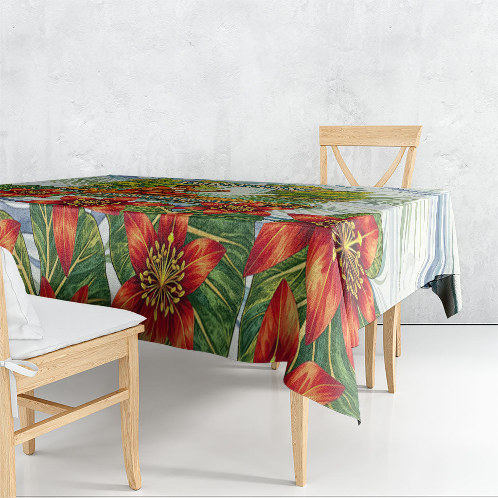 Fiji Taveuni Island Dateline Crossing Tablecloth Tropical Cultural Landscape With Tagimoucia Floral Pattern TS04 - Polynesian Pride
