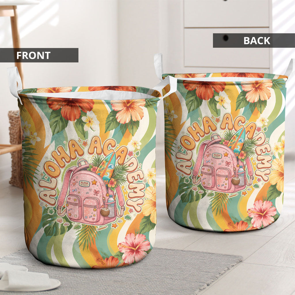 Hawaii Aloha Academy Back To School Laundry Basket Sea Turtle Tropical Hibiscus Flowers Retro Psychedelic