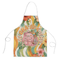 Hawaii Aloha Academy Back To School Apron Sea Turtle Tropical Hibiscus Flowers Retro Psychedelic TS04 Orange Green - Polynesian Pride