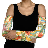 Hawaii Aloha Academy Back To School Arm Sleeves Sea Turtle Tropical Hibiscus Flowers Retro Psychedelic TS04 - Polynesian Pride