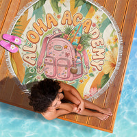 Hawaii Aloha Academy Back To School Beach Blanket Sea Turtle Tropical Hibiscus Flowers Retro Psychedelic