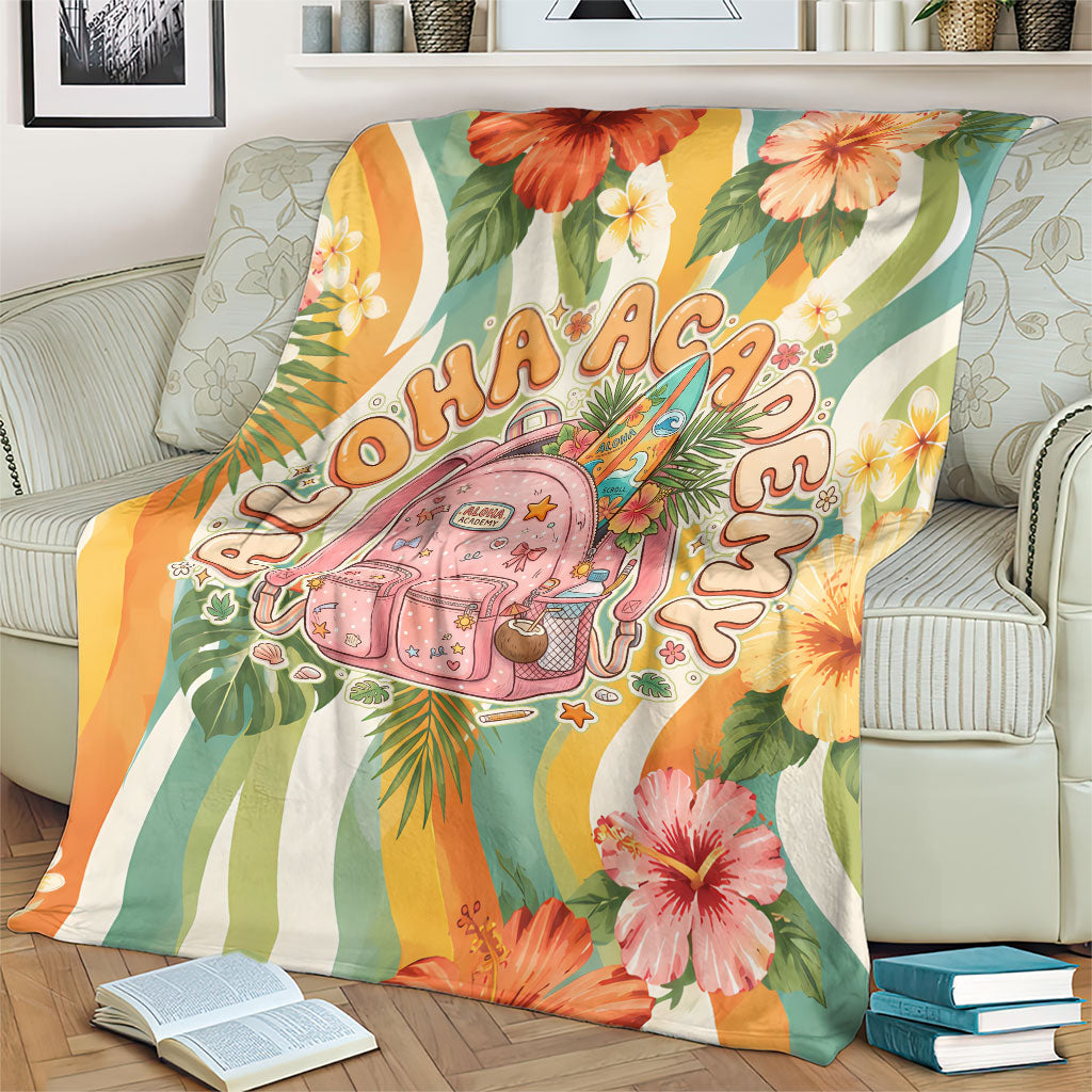 Hawaii Aloha Academy Back To School Blanket Sea Turtle Tropical Hibiscus Flowers Retro Psychedelic TS04 - Polynesian Pride