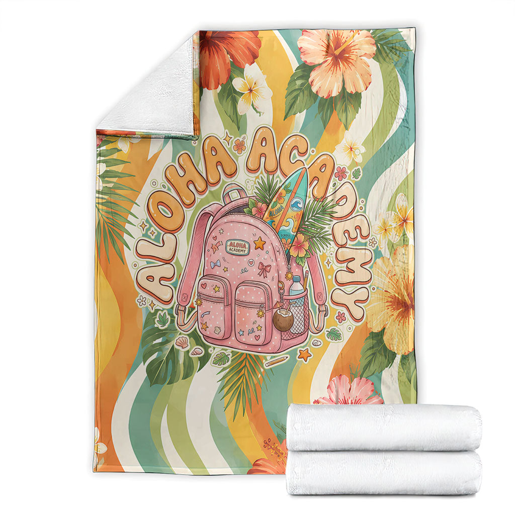Hawaii Aloha Academy Back To School Blanket Sea Turtle Tropical Hibiscus Flowers Retro Psychedelic TS04 - Polynesian Pride