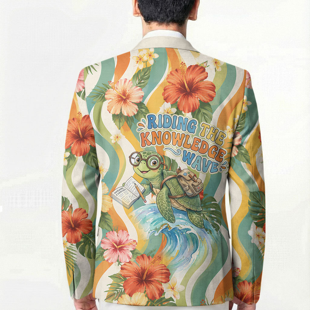 Hawaii Aloha Academy Back To School Blazer Sea Turtle Tropical Hibiscus Flowers Retro Psychedelic