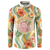 Hawaii Aloha Academy Back To School Button Sweatshirt Sea Turtle Tropical Hibiscus Flowers Retro Psychedelic TS04 Orange Green - Polynesian Pride