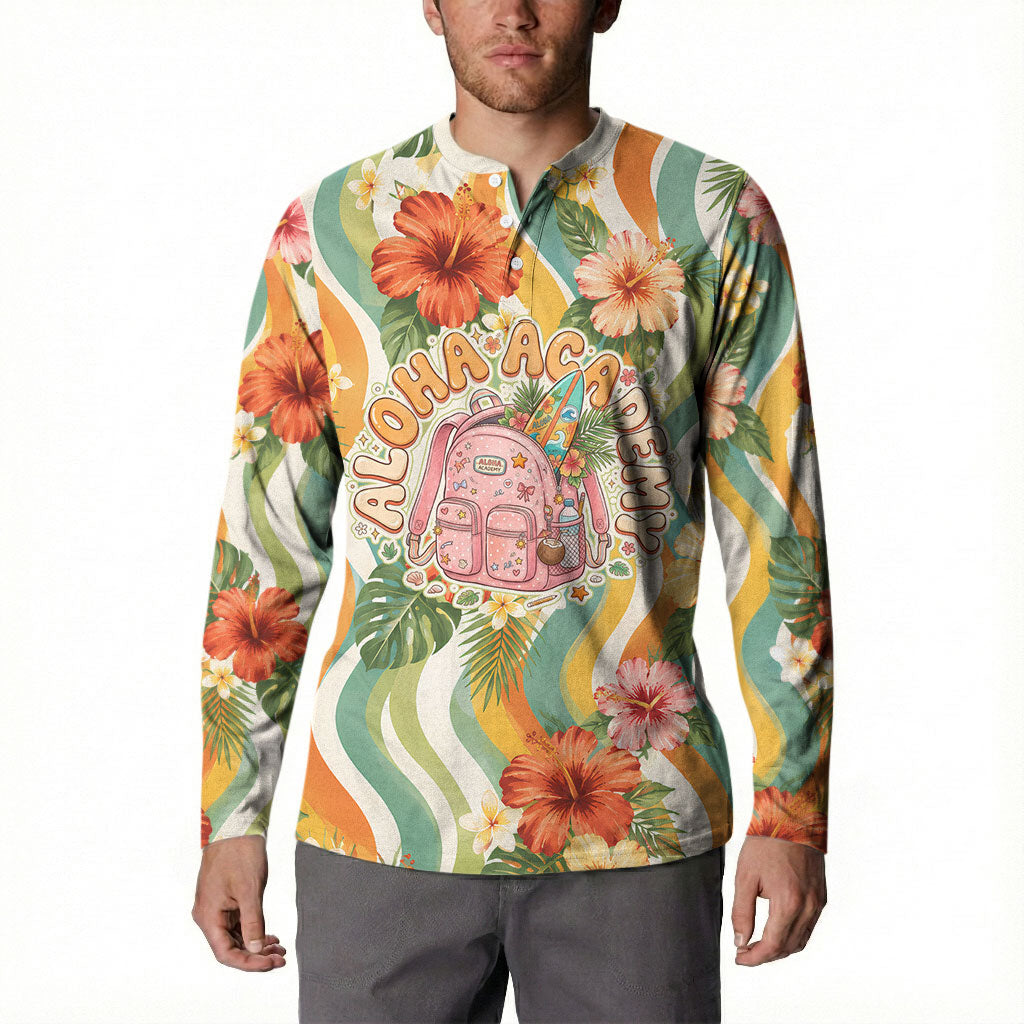 Hawaii Aloha Academy Back To School Button Sweatshirt Sea Turtle Tropical Hibiscus Flowers Retro Psychedelic TS04 - Polynesian Pride
