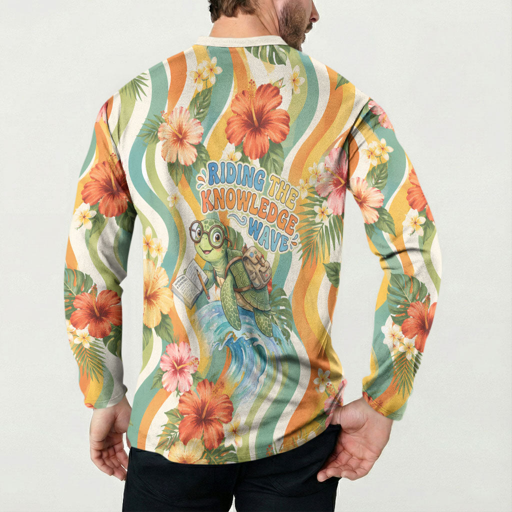 Hawaii Aloha Academy Back To School Button Sweatshirt Sea Turtle Tropical Hibiscus Flowers Retro Psychedelic TS04 - Polynesian Pride