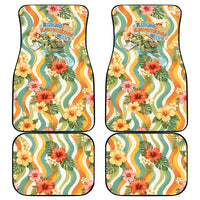 Hawaii Aloha Academy Back To School Car Mats Sea Turtle Tropical Hibiscus Flowers Retro Psychedelic