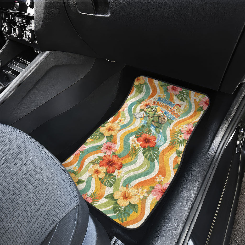 Hawaii Aloha Academy Back To School Car Mats Sea Turtle Tropical Hibiscus Flowers Retro Psychedelic