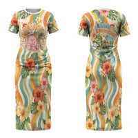 Hawaii Aloha Academy Back To School Couples Matching Short Sleeve Bodycon Dress and Hawaiian Shirt Sea Turtle Tropical Hibiscus Flowers Retro Psychedelic TS04 - Polynesian Pride