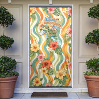 Hawaii Aloha Academy Back To School Door Cover Sea Turtle Tropical Hibiscus Flowers Retro Psychedelic