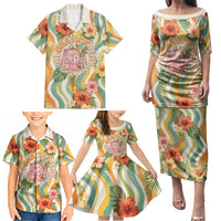 Hawaii Aloha Academy Back To School Family Matching Puletasi and Hawaiian Shirt Sea Turtle Tropical Hibiscus Flowers Retro Psychedelic TS04 - Polynesian Pride
