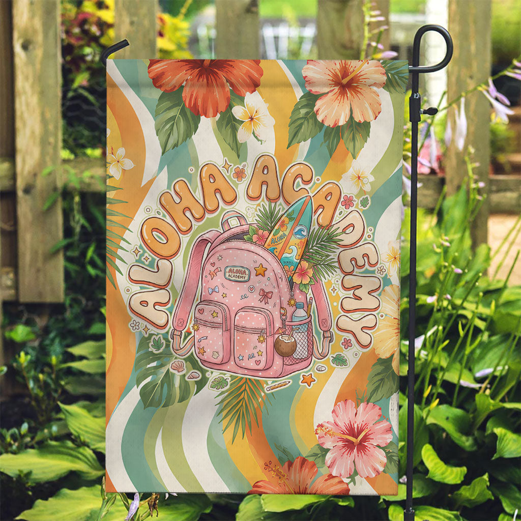 Hawaii Aloha Academy Back To School Garden Flag Sea Turtle Tropical Hibiscus Flowers Retro Psychedelic TS04 Garden Flag Orange Green - Polynesian Pride