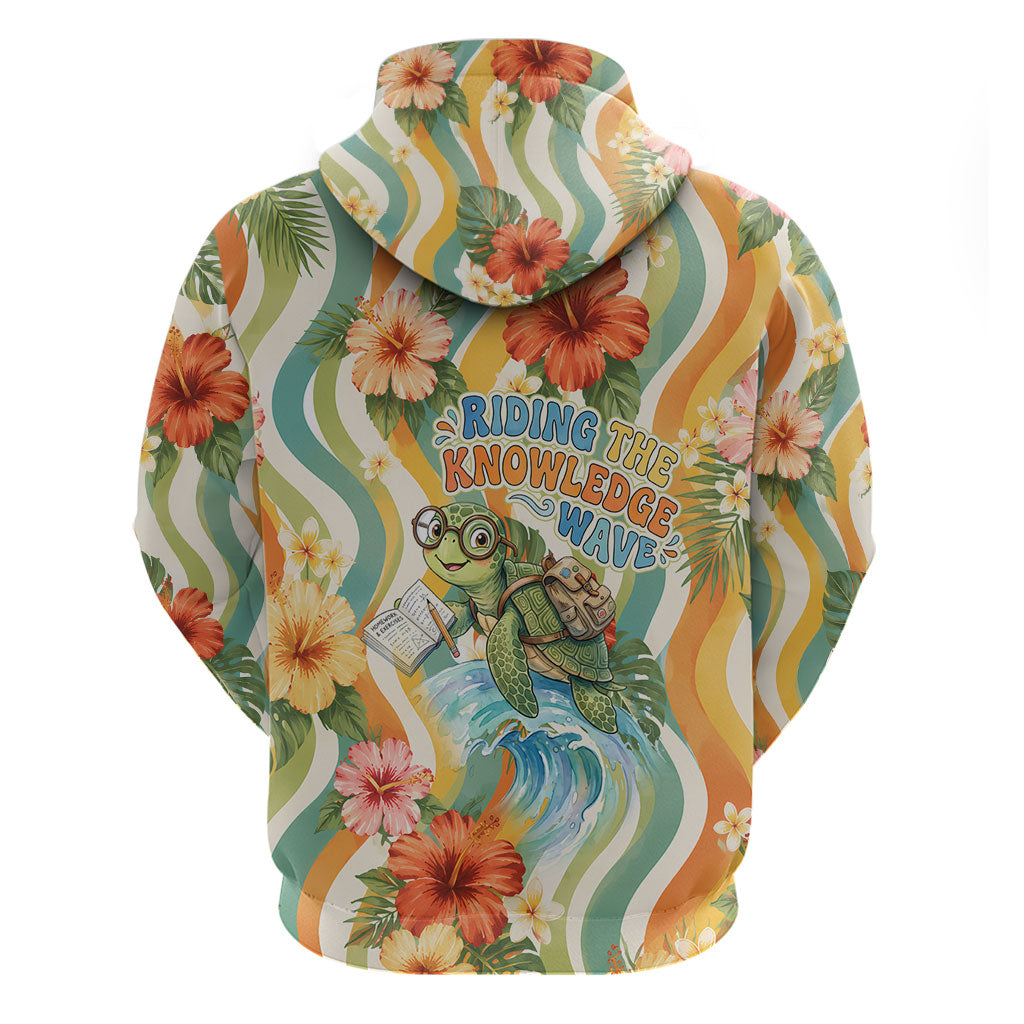 Hawaii Aloha Academy Back To School Hoodie Sea Turtle Tropical Hibiscus Flowers Retro Psychedelic TS04 - Polynesian Pride