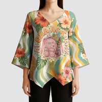 Hawaii Aloha Academy Back To School Kimono Sleeve Blouse Sea Turtle Tropical Hibiscus Flowers Retro Psychedelic TS04 - Polynesian Pride