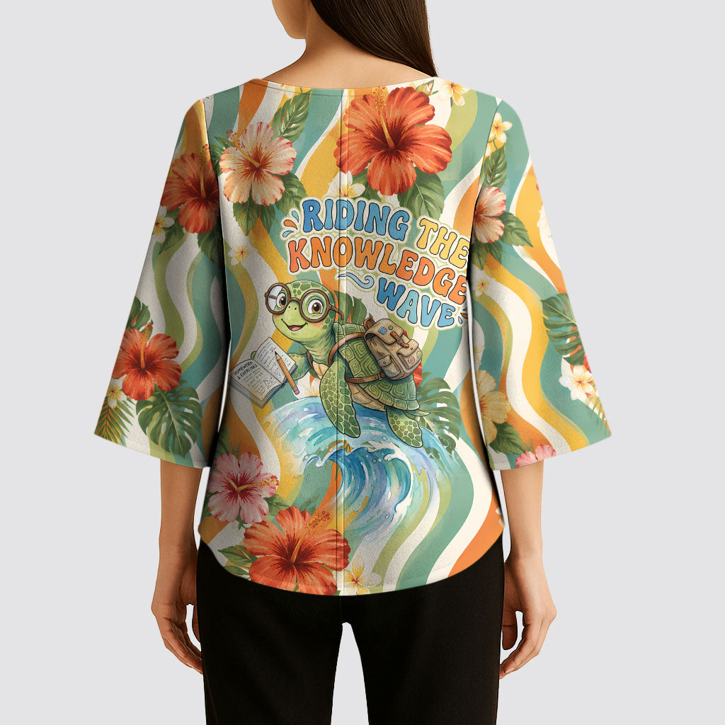 Hawaii Aloha Academy Back To School Kimono Sleeve Blouse Sea Turtle Tropical Hibiscus Flowers Retro Psychedelic TS04 - Polynesian Pride