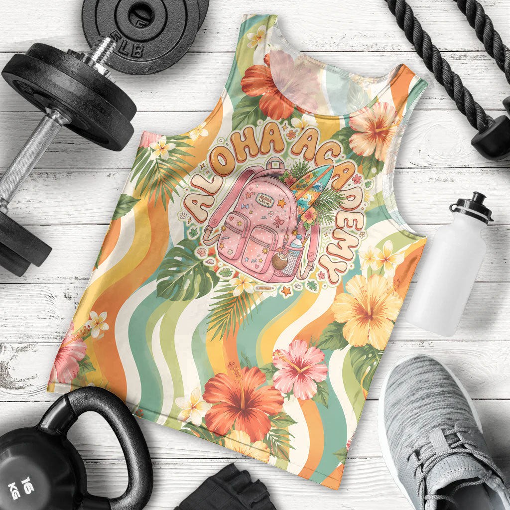 Hawaii Aloha Academy Back To School Men Tank Top Sea Turtle Tropical Hibiscus Flowers Retro Psychedelic TS04 - Polynesian Pride