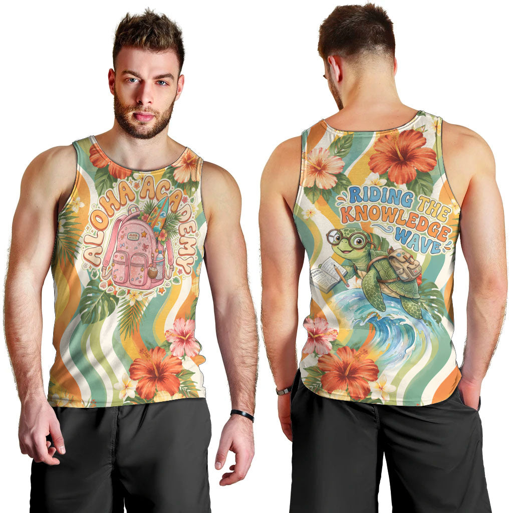 Hawaii Aloha Academy Back To School Men Tank Top Sea Turtle Tropical Hibiscus Flowers Retro Psychedelic TS04 - Polynesian Pride