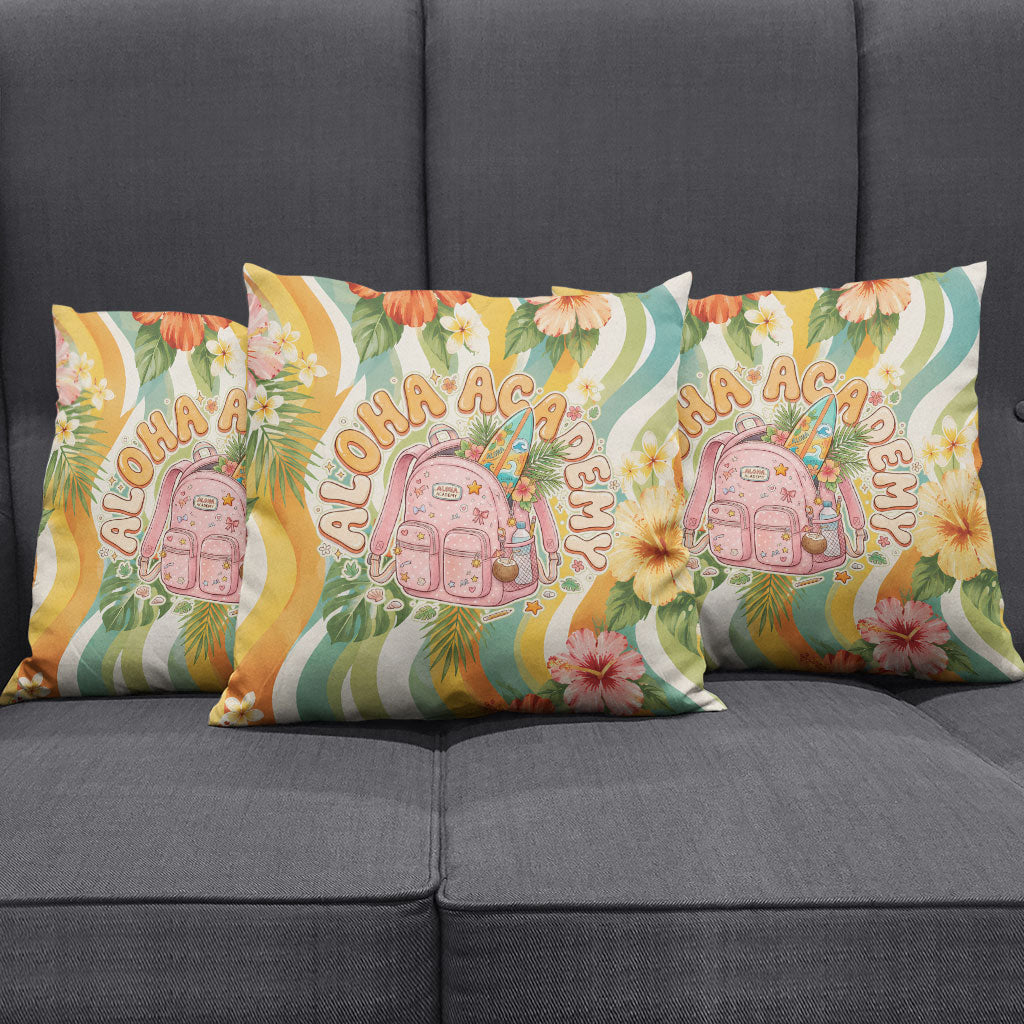 Hawaii Aloha Academy Back To School Pillow Cover Sea Turtle Tropical Hibiscus Flowers Retro Psychedelic TS04 - Polynesian Pride