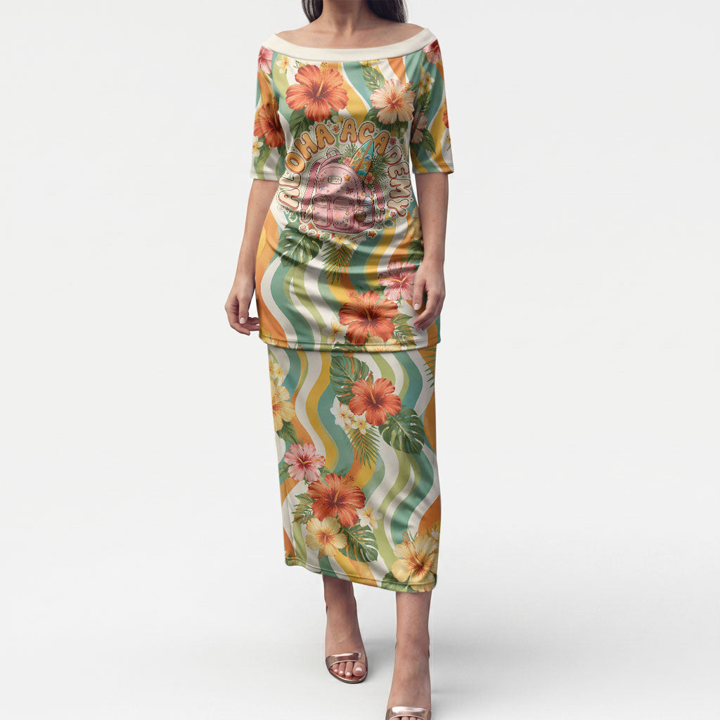 Hawaii Aloha Academy Back To School Puletasi Sea Turtle Tropical Hibiscus Flowers Retro Psychedelic