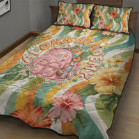 Hawaii Aloha Academy Back To School Quilt Bed Set Sea Turtle Tropical Hibiscus Flowers Retro Psychedelic TS04 - Polynesian Pride