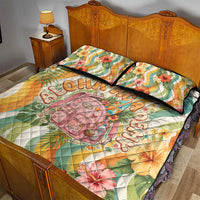 Hawaii Aloha Academy Back To School Quilt Bed Set Sea Turtle Tropical Hibiscus Flowers Retro Psychedelic TS04 - Polynesian Pride