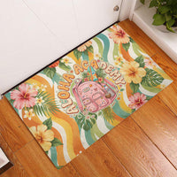 Hawaii Aloha Academy Back To School Rubber Doormat Sea Turtle Tropical Hibiscus Flowers Retro Psychedelic TS04 - Polynesian Pride