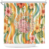 Hawaii Aloha Academy Back To School Shower Curtain Sea Turtle Tropical Hibiscus Flowers Retro Psychedelic TS04 Orange Green - Polynesian Pride