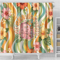 Hawaii Aloha Academy Back To School Shower Curtain Sea Turtle Tropical Hibiscus Flowers Retro Psychedelic TS04 - Polynesian Pride