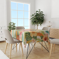 Hawaii Aloha Academy Back To School Tablecloth Sea Turtle Tropical Hibiscus Flowers Retro Psychedelic