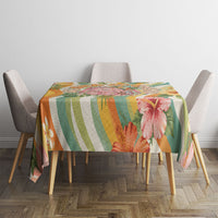 Hawaii Aloha Academy Back To School Tablecloth Sea Turtle Tropical Hibiscus Flowers Retro Psychedelic