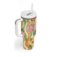 Hawaii Aloha Academy Back To School Tumbler With Handle Sea Turtle Tropical Hibiscus Flowers Retro Psychedelic TS04 - Polynesian Pride