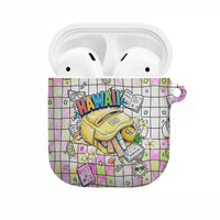 Hawaii Cruising Back To School AirPods Case Grid Pattern With School Bag And Vintage Surf Van
