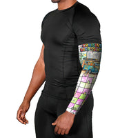 Hawaii Cruising Back To School Arm Sleeves Grid Pattern With School Bag And Vintage Surf Van TS04 - Polynesian Pride