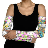 Hawaii Cruising Back To School Arm Sleeves Grid Pattern With School Bag And Vintage Surf Van TS04 - Polynesian Pride
