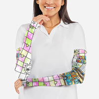 Hawaii Cruising Back To School Arm Sleeves Grid Pattern With School Bag And Vintage Surf Van TS04 - Polynesian Pride