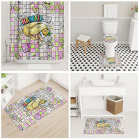 Hawaii Cruising Back To School Bathroom Set Grid Pattern With School Bag And Vintage Surf Van TS04 - Polynesian Pride